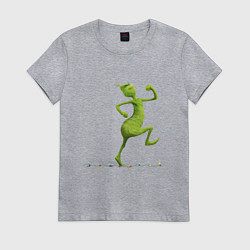 Футболка хлопковая женская Веселый Гринч похититель Рождества, цвет: меланж