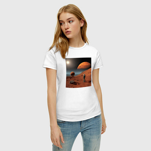 Женская футболка Человек на марсе / Белый – фото 3