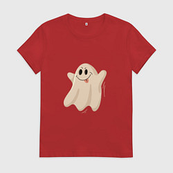 Футболка хлопковая женская Привидение смешное, цвет: красный
