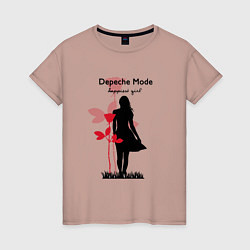 Футболка хлопковая женская Depeche Mode - Happiest Girl Collage, цвет: пыльно-розовый