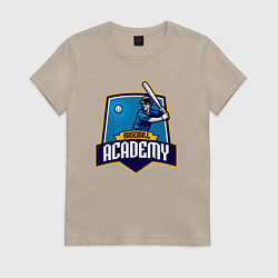 Футболка хлопковая женская Бейсбольная академия, цвет: миндальный
