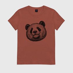 Футболка хлопковая женская Голова панды, цвет: кирпичный