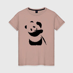Футболка хлопковая женская Панда с бревном, цвет: пыльно-розовый