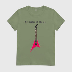 Футболка хлопковая женская Моя любимая гитара, цвет: авокадо