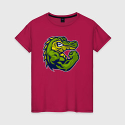 Футболка хлопковая женская Сила крокодила, цвет: маджента
