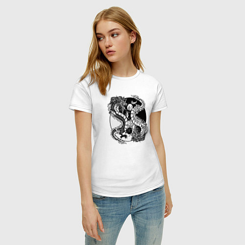 Женская футболка Драконы инь и янь / Белый – фото 3
