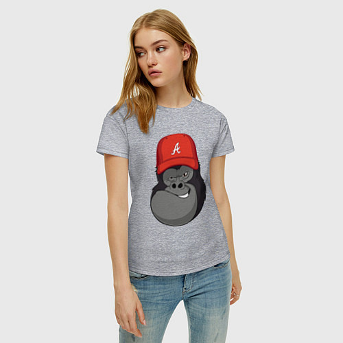 Женская футболка Горилла в кепке / Меланж – фото 3