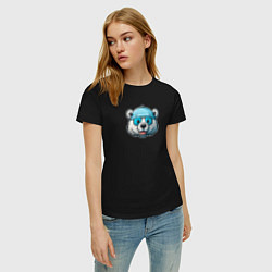 Футболка хлопковая женская Полярный медведь в очках, цвет: черный — фото 2