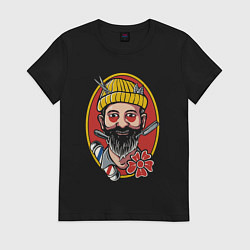 Футболка хлопковая женская Barber, цвет: черный