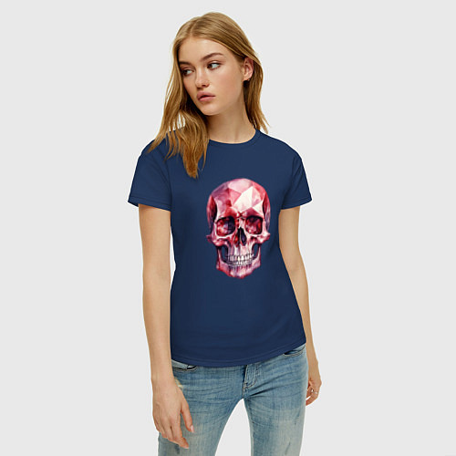 Женская футболка Рубиновый череп / Тёмно-синий – фото 3