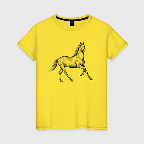 Женская футболка Лошадь скачет в профиль / Желтый – фото 1