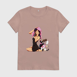 Футболка хлопковая женская Мисато и Пен-Пен, цвет: пыльно-розовый