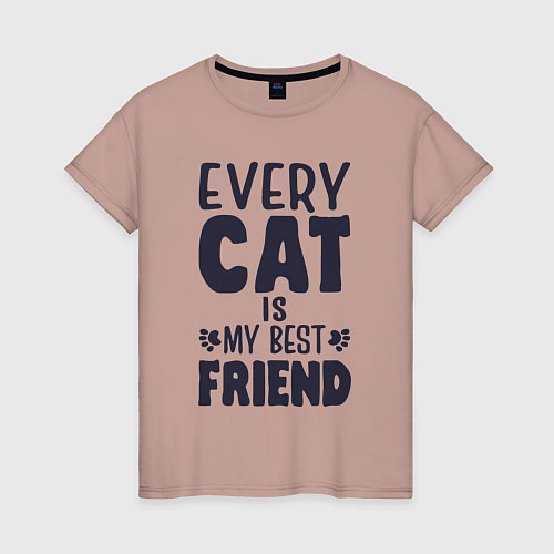 Женская футболка Every cat is my best friend / Пыльно-розовый – фото 1