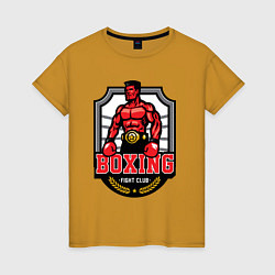 Футболка хлопковая женская Fignt club boxing, цвет: горчичный