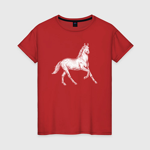 Женская футболка Белая лошадь на скаку / Красный – фото 1