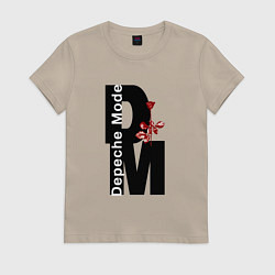 Футболка хлопковая женская Depeche Mode - Rose Violator, цвет: миндальный