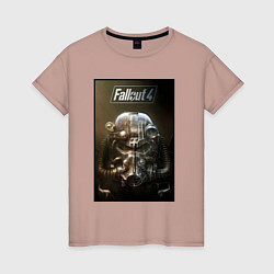 Футболка хлопковая женская Fallout armour poster, цвет: пыльно-розовый