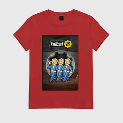 Футболка хлопковая женская Fallaut - vault boys, цвет: красный