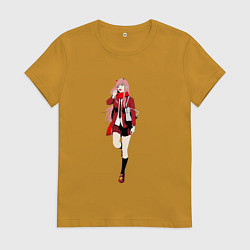 Футболка хлопковая женская Студентка Зеро Ту, цвет: горчичный