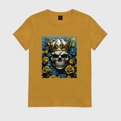 Футболка хлопковая женская Цветочная власть, цвет: горчичный