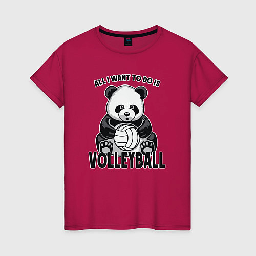 Женская футболка Panda volleyball / Маджента – фото 1