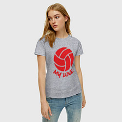 Футболка хлопковая женская Volleyball my love, цвет: меланж — фото 2