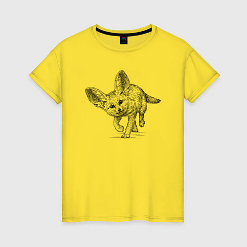 Женская футболка Фенек любопытный / Желтый – фото 1