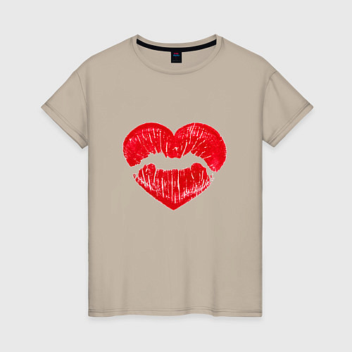 Женская футболка Сердечный поцелуй / Миндальный – фото 1