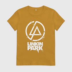 Футболка хлопковая женская Linkin Park - white, цвет: горчичный