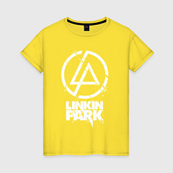 Футболка хлопковая женская Linkin Park - white, цвет: желтый