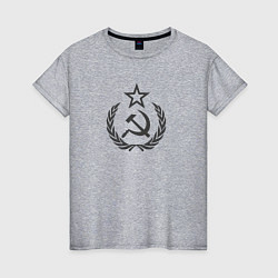 Футболка хлопковая женская Герб СССР со звездой, цвет: меланж