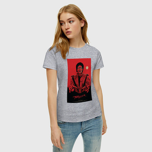 Женская футболка Michael Jackson - thriller / Меланж – фото 3