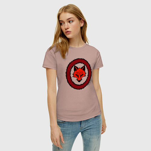 Женская футболка Эмблема лис / Пыльно-розовый – фото 3