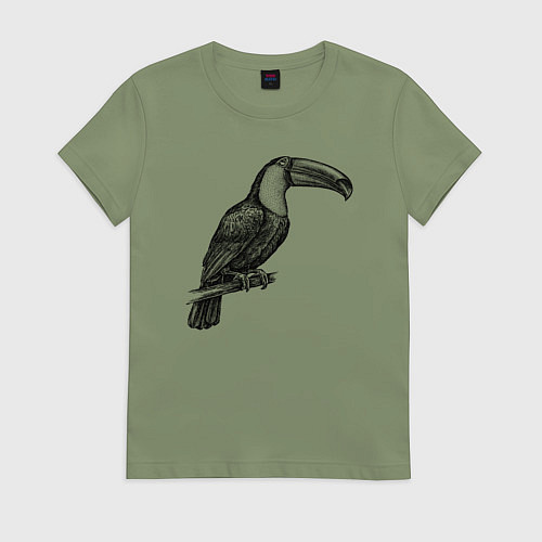 Женская футболка Тукан на жердочке / Авокадо – фото 1