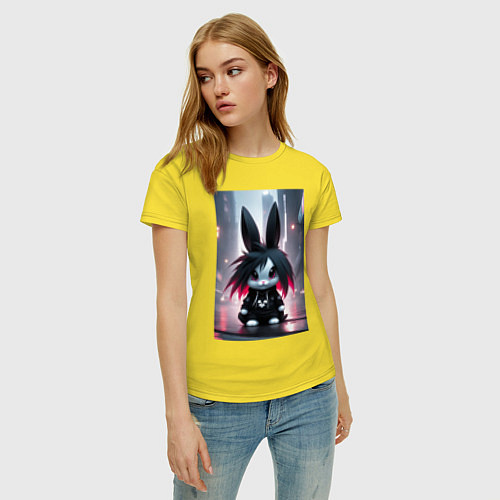 Женская футболка Зайка-эмо от нейросети / Желтый – фото 3