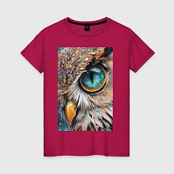 Футболка хлопковая женская Глаз совы - нейросеть, цвет: маджента