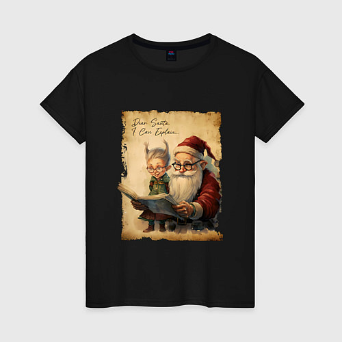 Женская футболка Санта и Эльф / Черный – фото 1