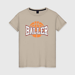 Футболка хлопковая женская Baller style, цвет: миндальный