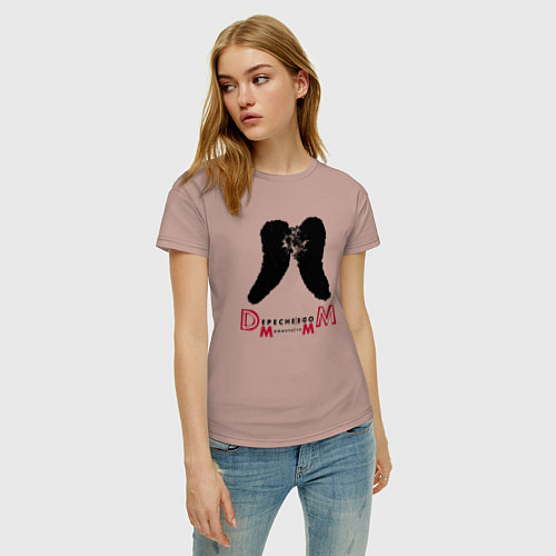 Женская футболка Depeche Mode - Memento Mori angel logo / Пыльно-розовый – фото 3