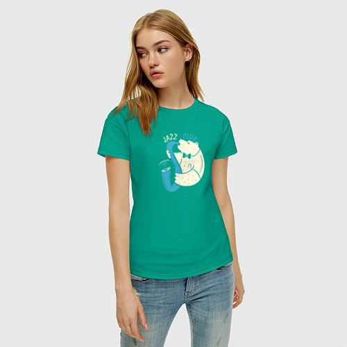 Женская футболка Медведь играет джаз / Зеленый – фото 3