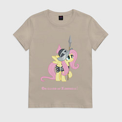 Футболка хлопковая женская Флаттершай на страже добра, цвет: миндальный