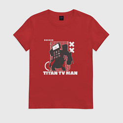 Футболка хлопковая женская Titan TV Man, цвет: красный