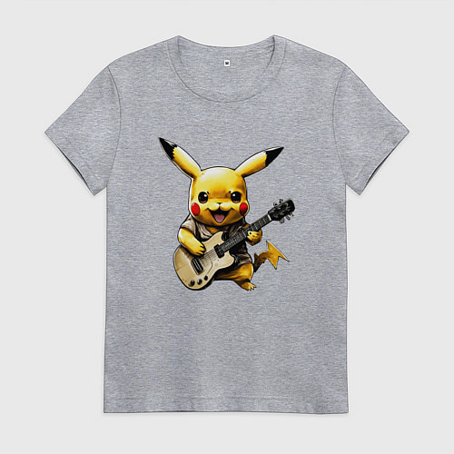 Женская футболка Поющий Пикачу / Меланж – фото 1