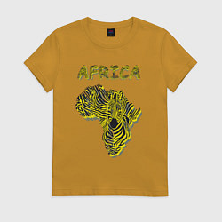 Футболка хлопковая женская Zebra Africa, цвет: горчичный