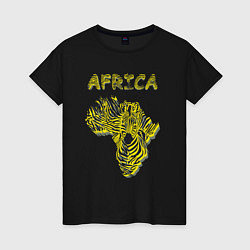 Футболка хлопковая женская Zebra Africa, цвет: черный