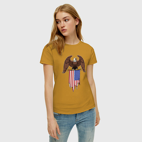Женская футболка США орёл / Горчичный – фото 3