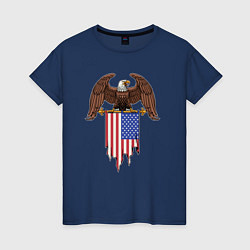 Футболка хлопковая женская США орёл, цвет: тёмно-синий