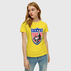 Футболка хлопковая женская Американский байкер, цвет: желтый — фото 2