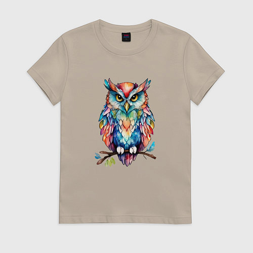 Женская футболка Цветастая сова / Миндальный – фото 1
