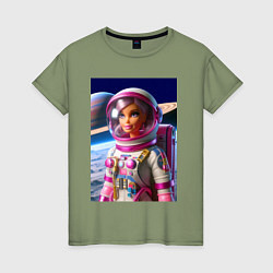 Футболка хлопковая женская Барби - крутой космонавт, цвет: авокадо